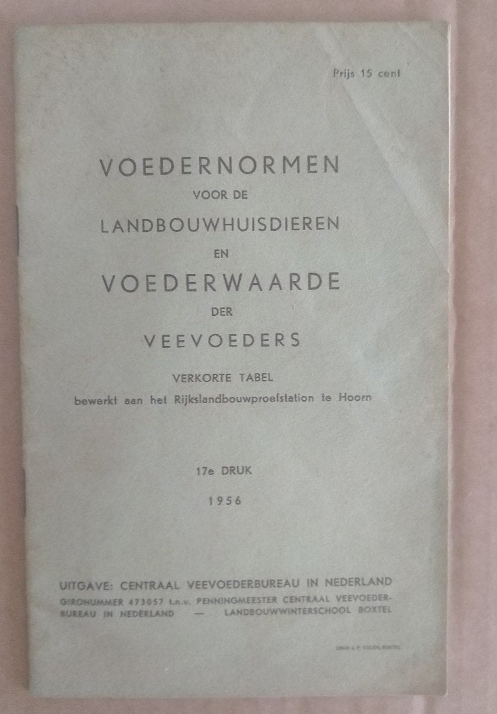 voedernormen voor de landbouwhuisdieren en voederwaarde der, Ophalen of Verzenden, Gelezen