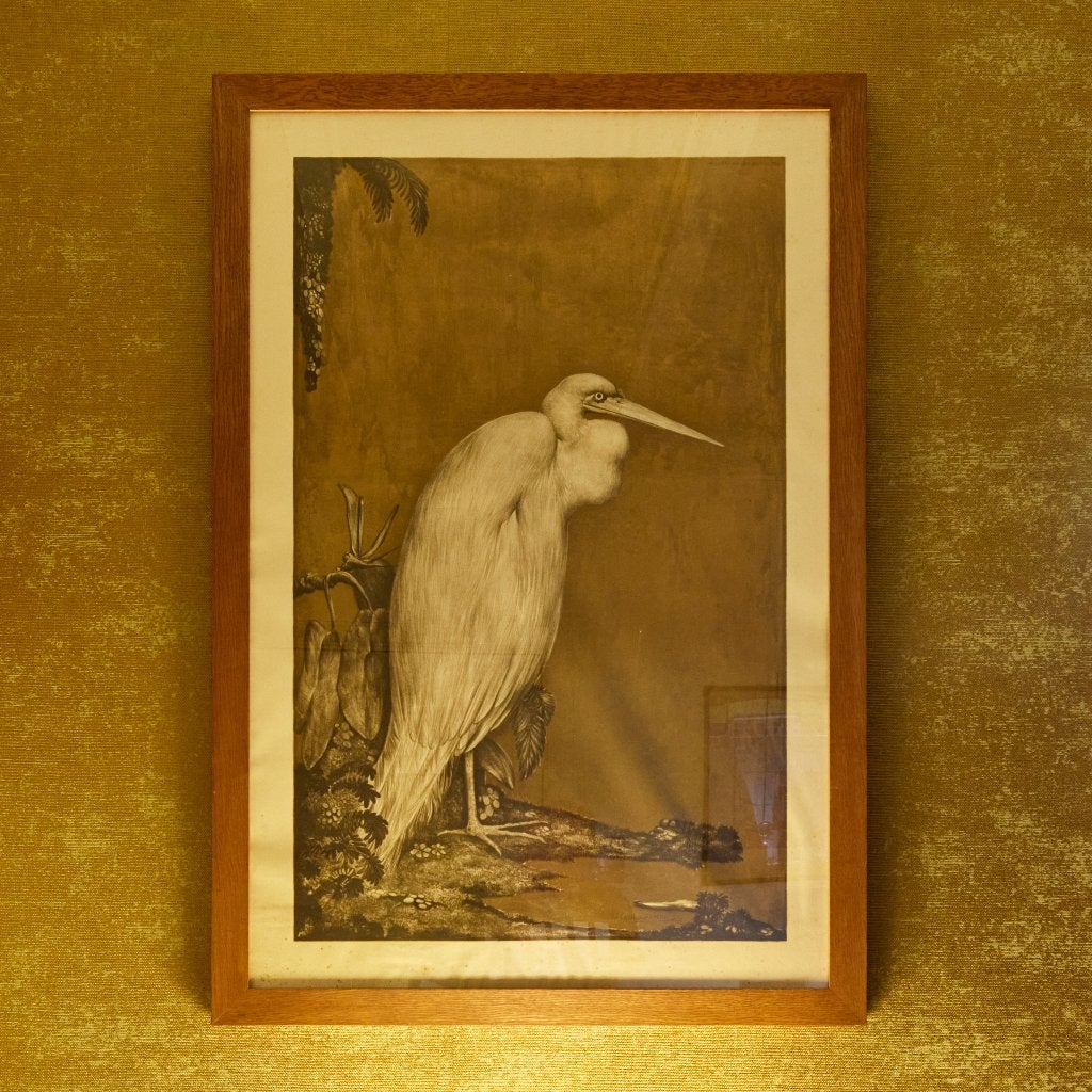 Willem van den Berg - litho zilverreiger, Ophalen, Lithografie, Dieren en Natuur, Ingelijst