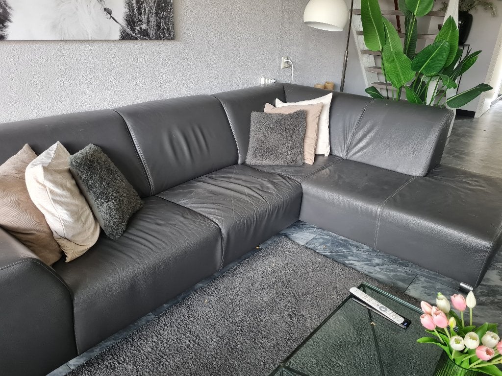 Leren Hoekbank, Huis en Inrichting, Ophalen, 250 tot 300 cm, Gebruikt, Hoekbank