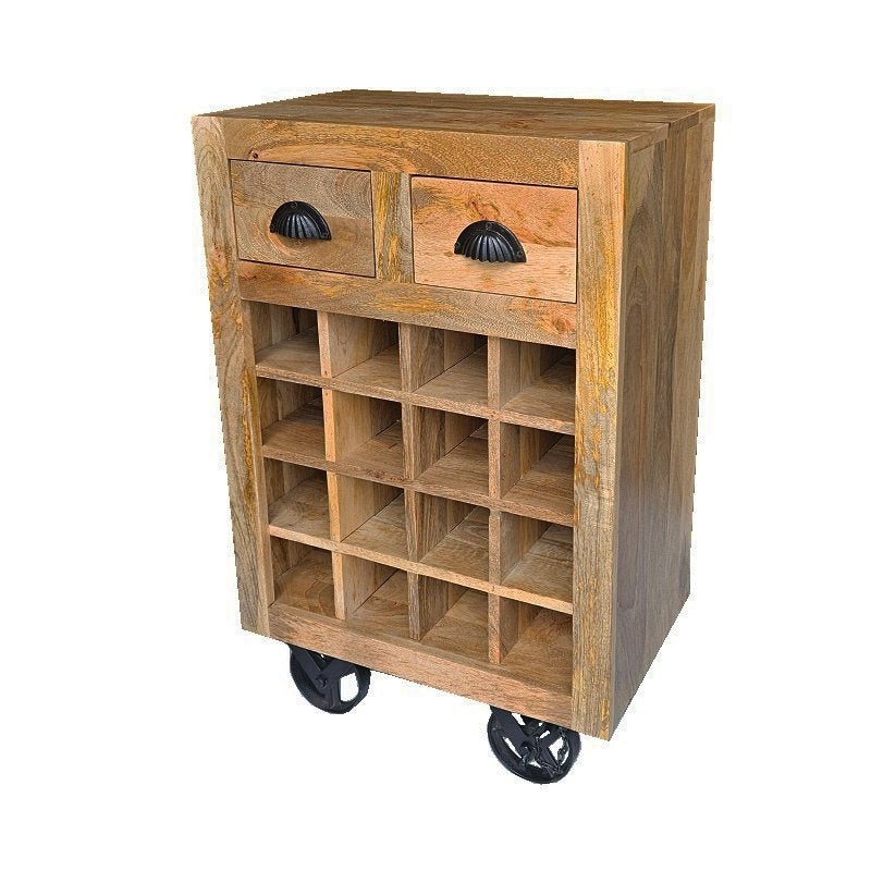 Vintage Wijnkar Wijntrolley Retro Mangohout Drankenkar Mango, Info@dehanzeherten.nl, De Hanze Herten BV, 5 tot 15 flessen, Nieuw