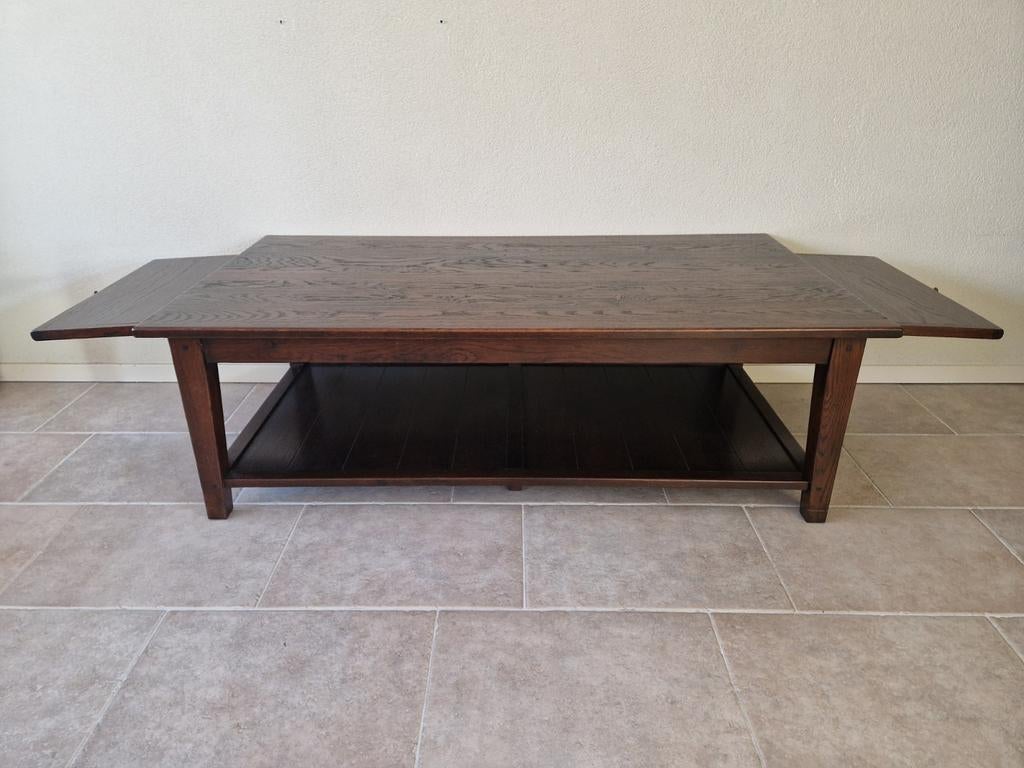 Massief Eiken Salontafel | Uitschuifbladen |Landelijke Stijl, Ophalen, Gebruikt, 100 tot 150 cm, Eikenhout