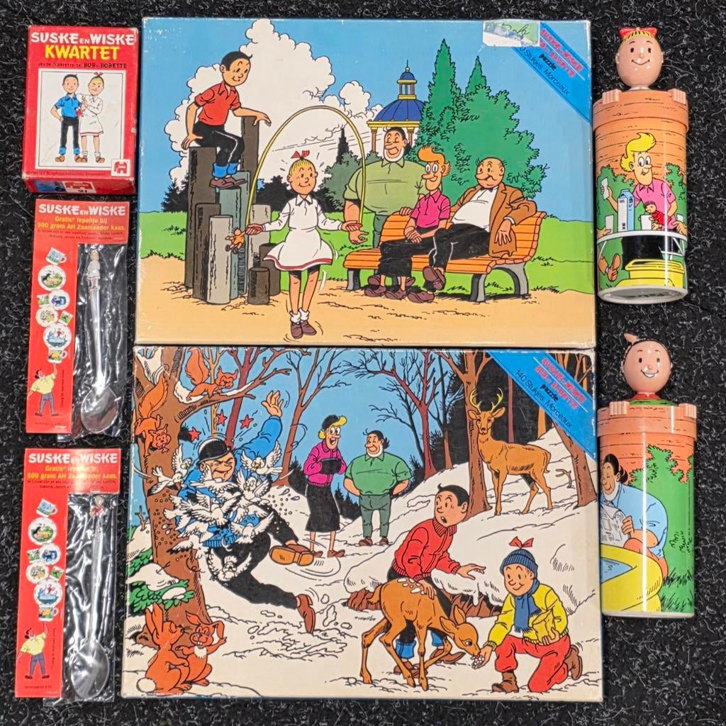 Suske & Wiske Puzzels Bekers Lepeltjes Kwartet Verzameling, Ophalen of Verzenden, Meer dan 50 stukjes