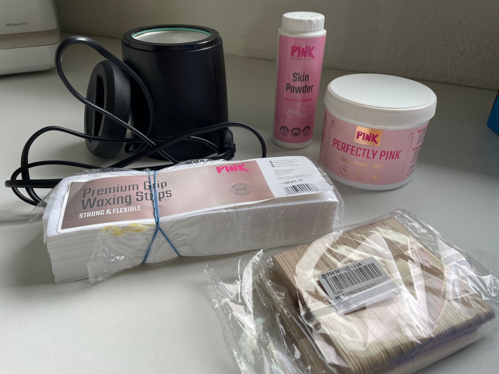 Pink Cosmetics Waxing Set: Waxverwarmer, Wax, Strips & Poede, Ophalen of Verzenden, Zo goed als nieuw, Overige typen