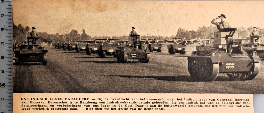 Leger Indië 1939; Parade met lichte tanks te Bandoeng, Verzenden, Voor 1940, Gebruikt, Overige onderwerpen