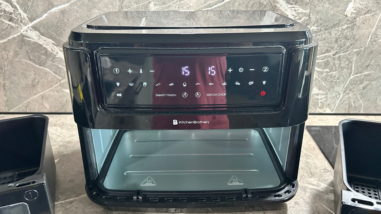 KitchenBrothers Airfryer met dubbele manden, Witgoed en Apparatuur, Airfryers, Ophalen, Zo goed als nieuw, Airfryer, 1500 gram of meer