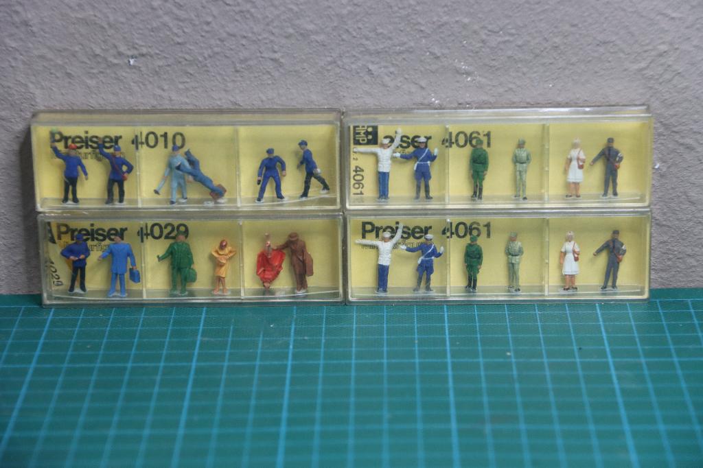 Preiser poppentjes 4010, 4029 en 2 x 4061 schaal HO, Hobby en Vrije tijd, Overige merken, Gelijkstroom of Wisselstroom, Overige typen
