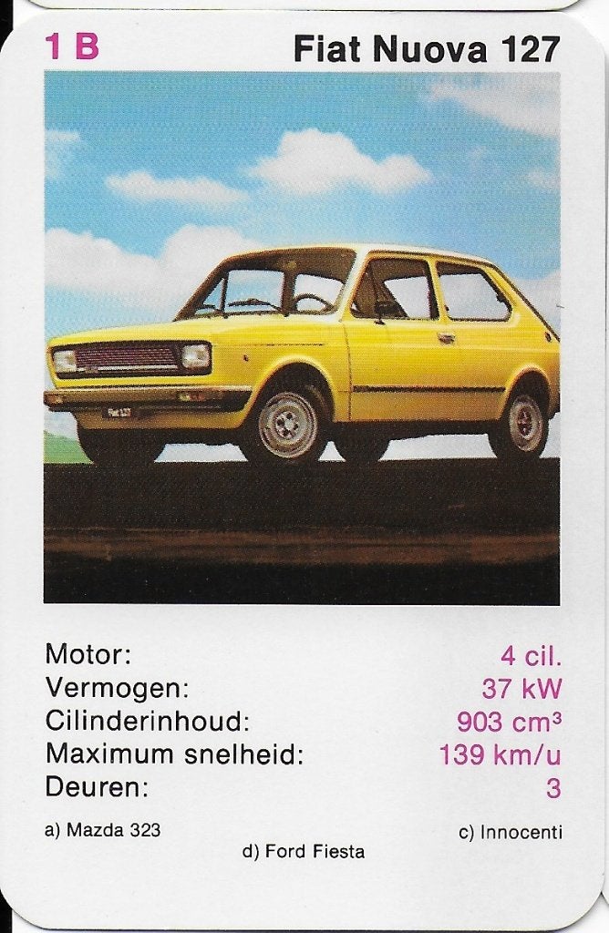 Bx25 autokaartje 1B fiat nuova 127, Ophalen of Verzenden, Zo goed als nieuw, Auto's