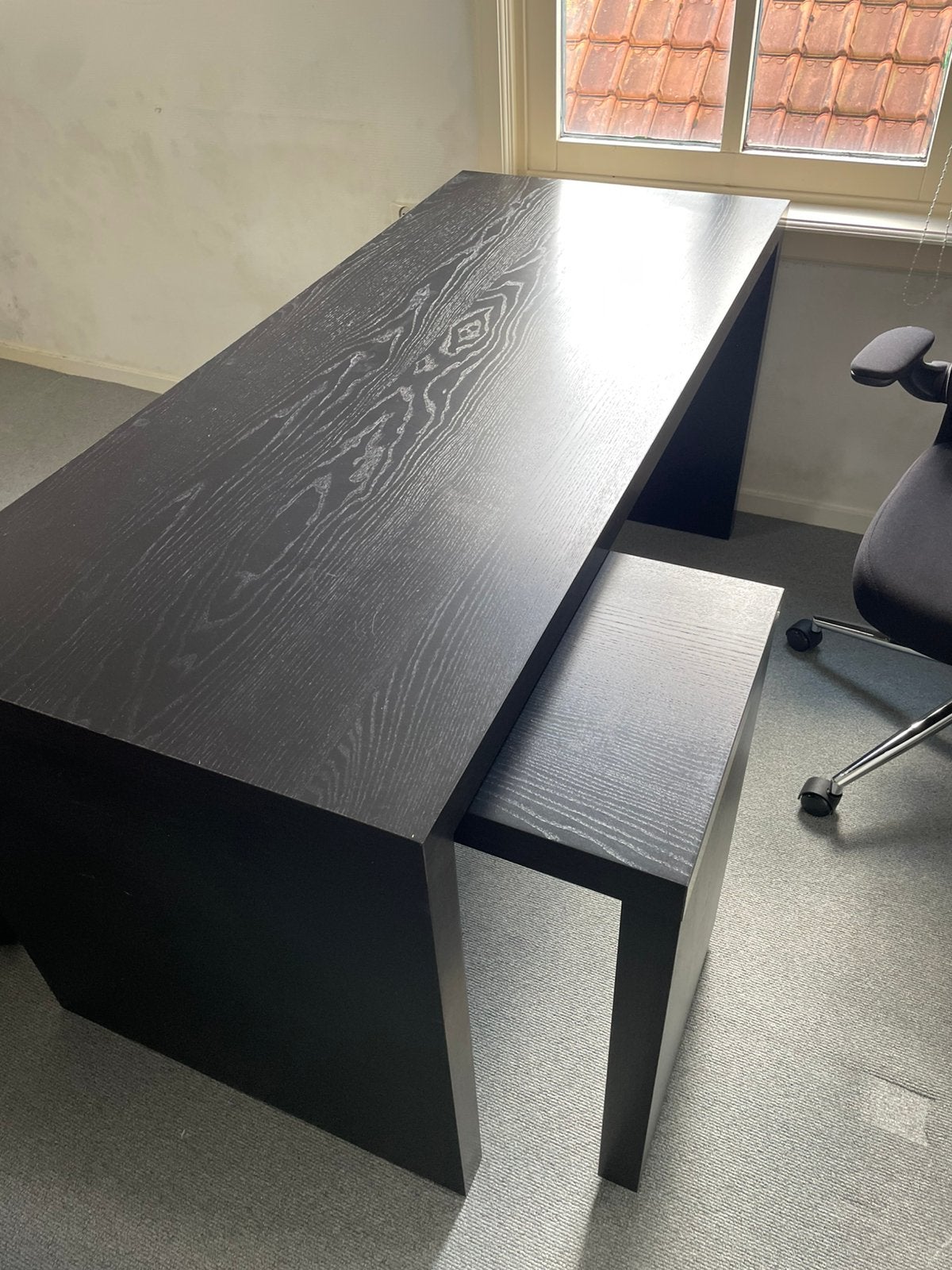 Zwart bureau Malm Ikea, Ophalen, Zo goed als nieuw