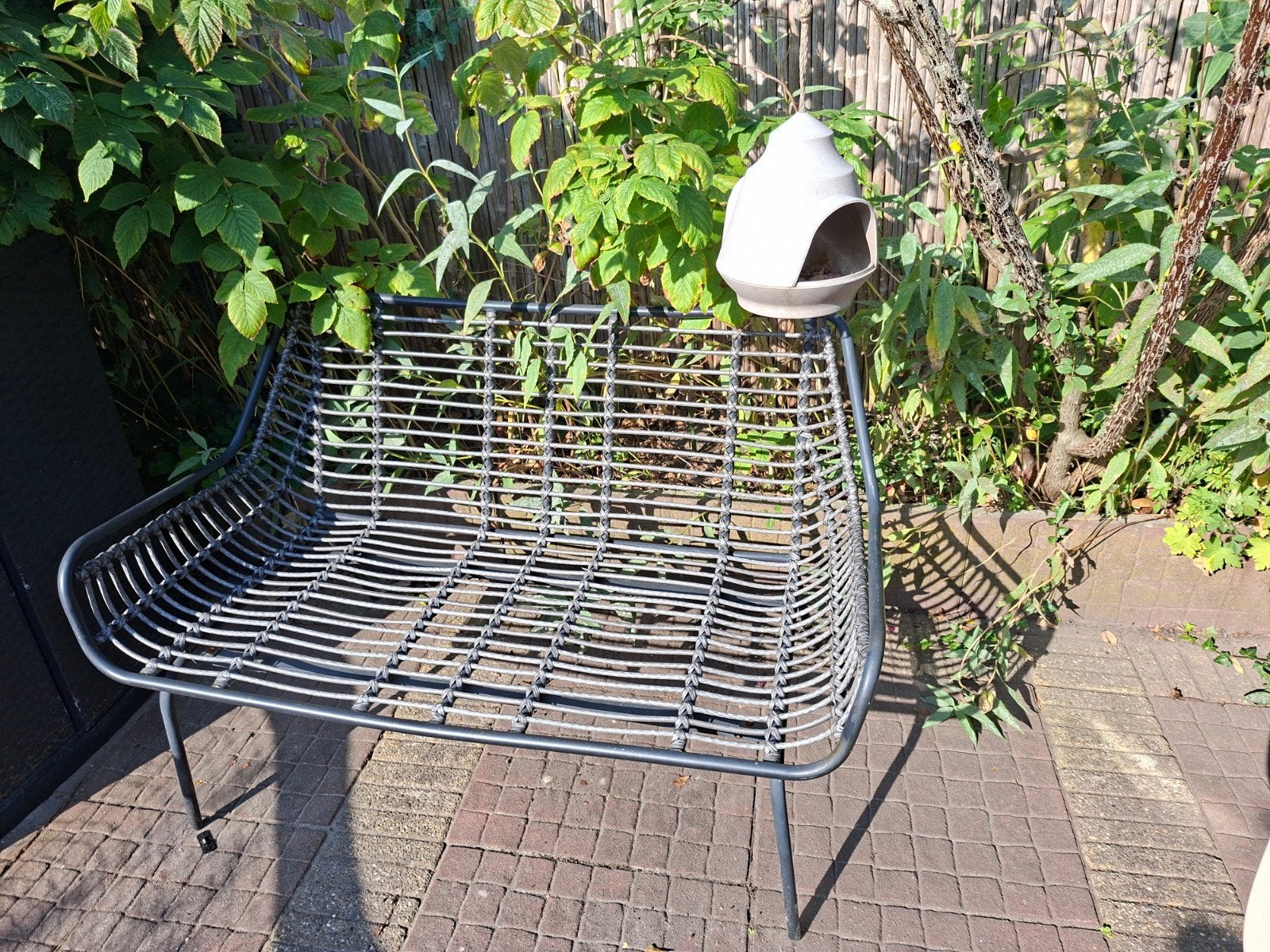 Tuinbankje Antraciet incl kussens, Tuin en Terras, Ophalen, Gebruikt