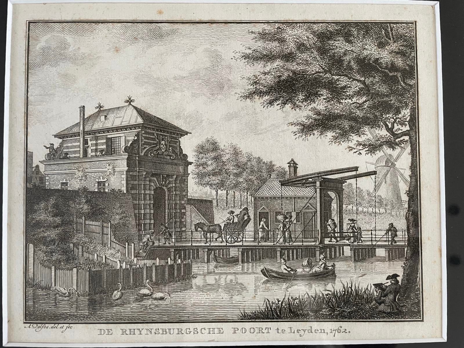 Prachtige kopergravure van historisch Leiden uit 1762, Antiek en Kunst, Verzenden