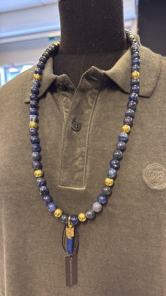 BUDDHA TO BUDDHA KETTING 188 SPIRIT BEAD MIX BLAUW € 795,00, Ophalen of Verzenden, Nieuw, Blauw, Goud