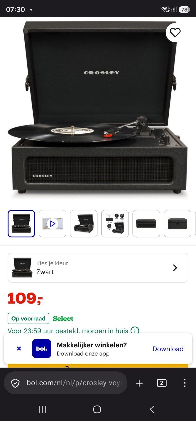Foto 3 van Crosley Platenspeler CR8017A- Draagbaar en Compact