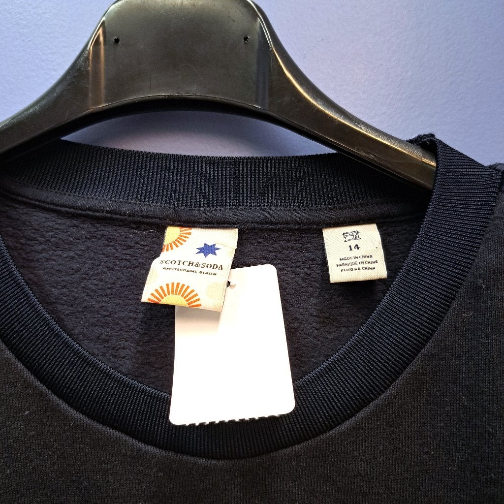 Scotch & Soda donker blauwe trui, gestrikte mouwen 164 46868, Meisje, ., Trui of Vest, Scotch & Soda