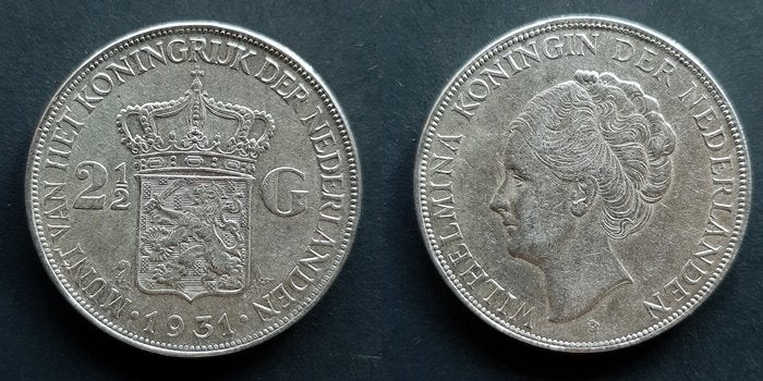 Rijksdaalder 1931 Wilhelmina zilver, Verzenden, Koningin Wilhelmina, 2½ gulden, Zilver