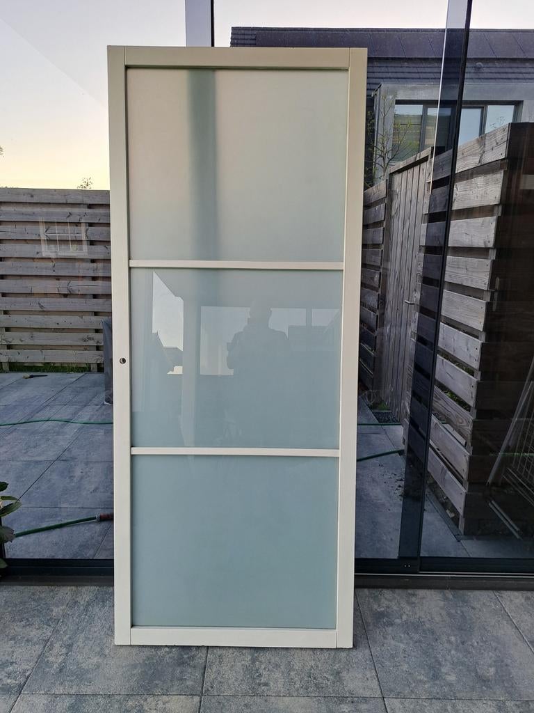 Binnendeur met melkglas in grondlak, Ophalen, 80 tot 100 cm, Binnendeur, Nieuw