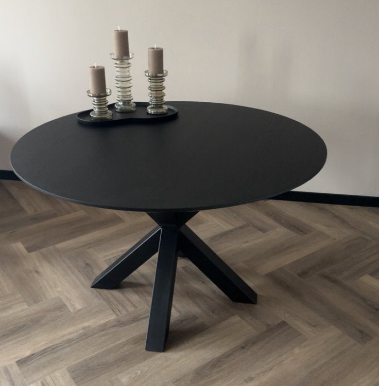Eettafel (zwart eiken) van PUUUR, Huis en Inrichting, Ophalen, Zo goed als nieuw, Rechthoekig, 50 tot 100 cm