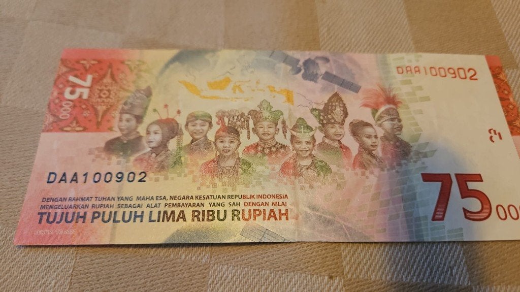 bank biljet Indonesie 75 jr onafhankelijkheid 75000 Rupiah, Ophalen of Verzenden, Zuidoost-Azië, Los biljet