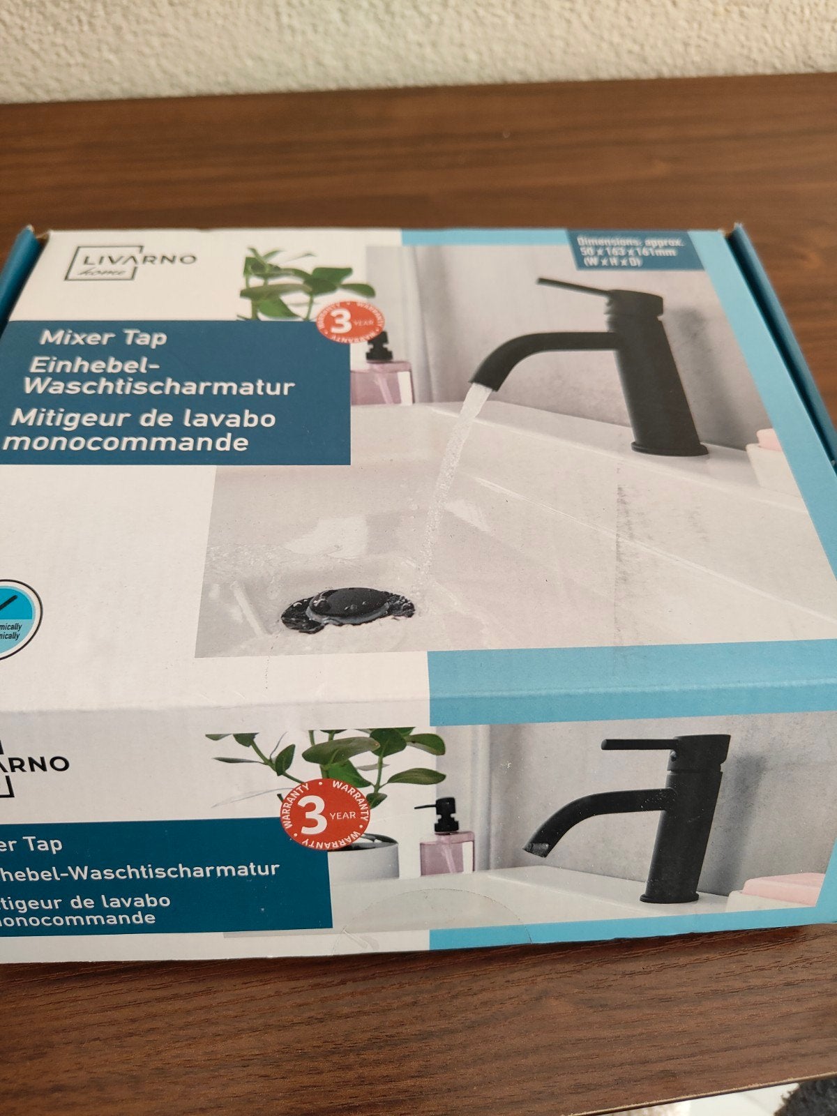 LIVARNO HOME Wastafelkraan Zwart - Nieuw in doos, Doe-het-zelf en Verbouw, Sanitair, Nieuw, Kraan, Rvs, Ophalen