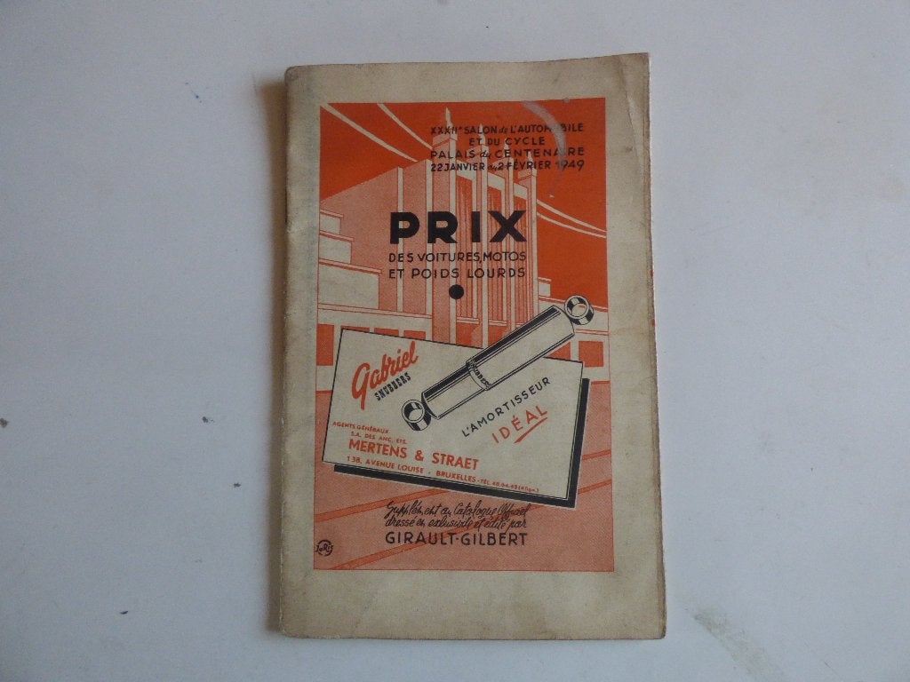 PRIJSLIJSTEN AUTOS, MOTORFIETSEN & VRACHTWAGENS SALON 1949, Ophalen of Verzenden, Overige merken, Onbekend, Gelezen