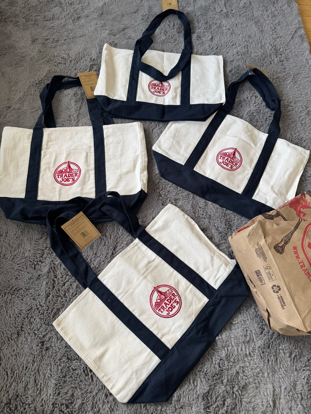 Trader Joe's boodschappentassen - Set van 4, Ophalen of Verzenden, Nieuw, Beige, Shopper