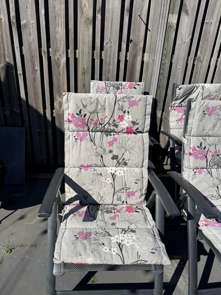 6 verstelbare tuinstoelen met kussens, Tuin en Terras, Tuinstoelen, Ophalen, Gebruikt, Aluminium, Verstelbaar