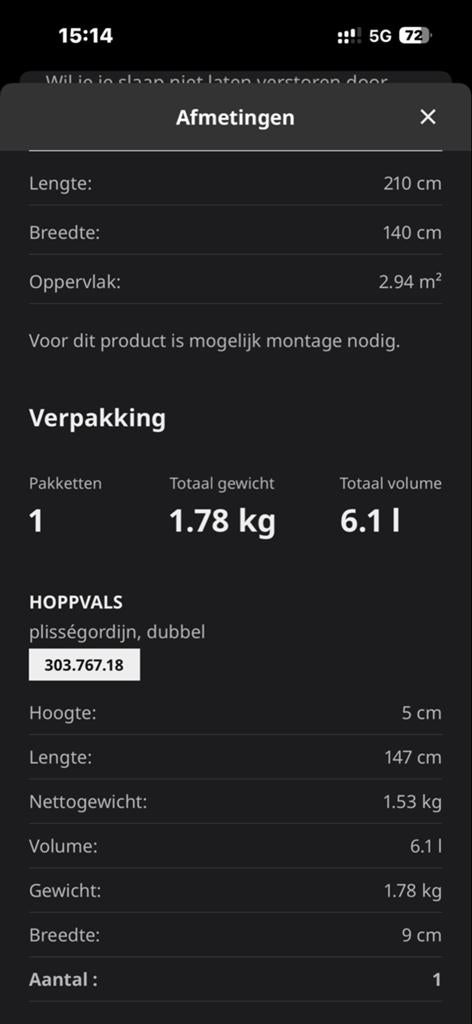 3x IKEA HOPPVALS Plisségordijn, dubbel, grijs, 140x210 cm, Drie personen of meer