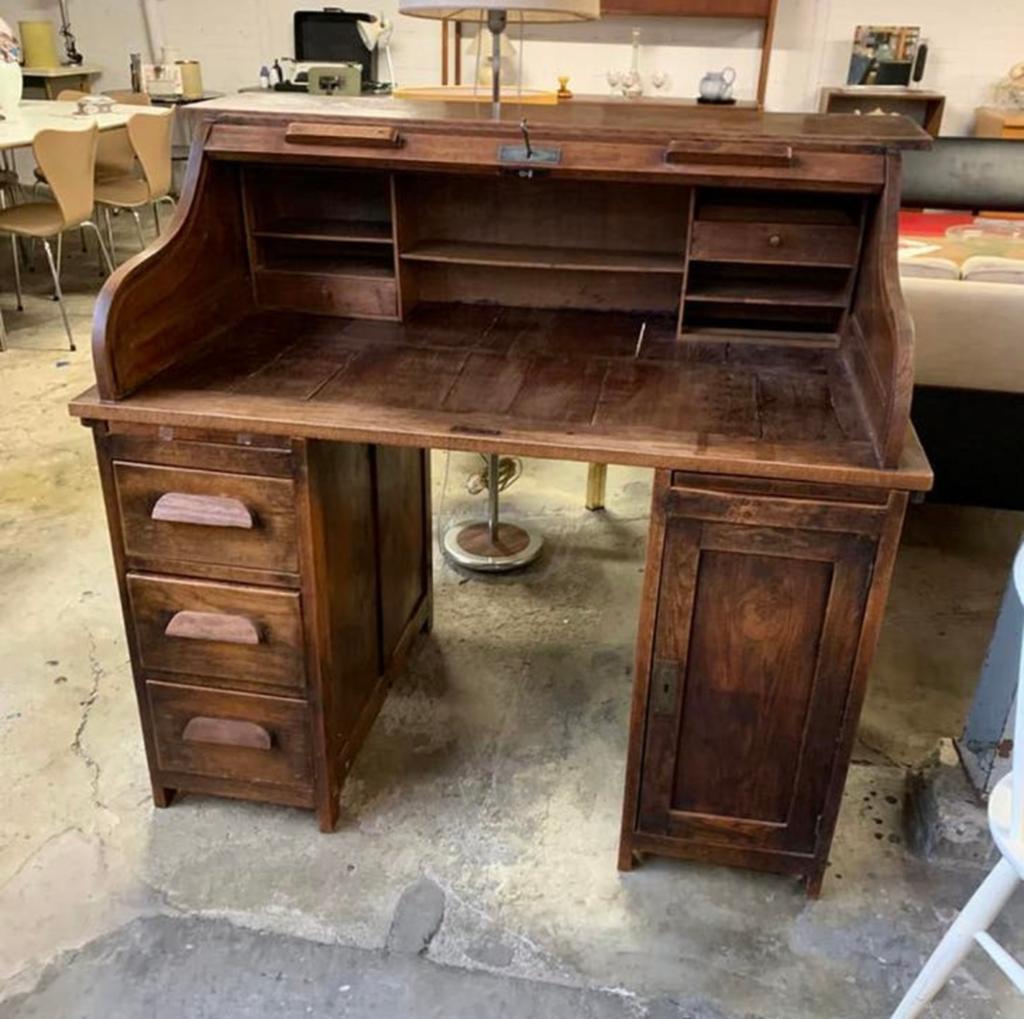 Bureau schitterend antiek oud eiken rolbureau, Huis en Inrichting, Bureaus, Ophalen of Verzenden