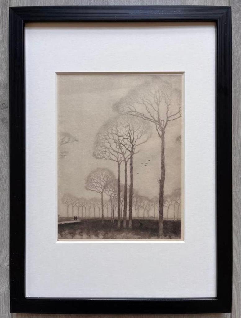 Jan Mankes 1889-1920 / Originele Heliogravure Bomenrij 1927, Antiek en Kunst, Kunst | Etsen en Gravures, 23 cm, Ophalen of Verzenden