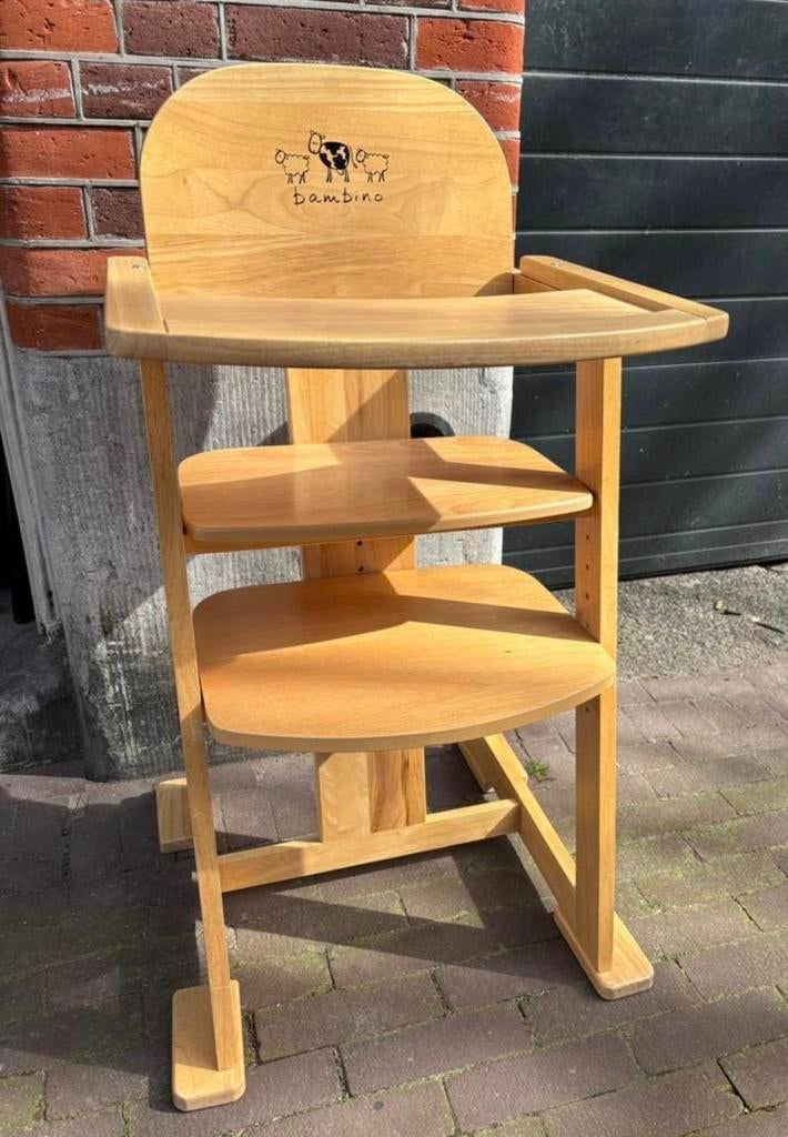 Bambino Houten Kinderstoel Hoge Verstelbare Stoel, Kinderen en Baby's, Kinderstoelen, Ophalen, Afneembaar eetblad, Gebruikt, Meegroeistoel
