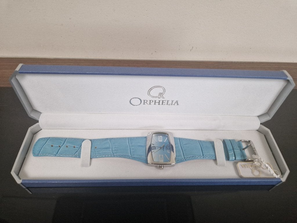 Orphelia horloge met lichtblauw bandje, Sieraden, Tassen en Uiterlijk, Horloges | Dames, Overige merken, Polshorloge, Overige materialen
