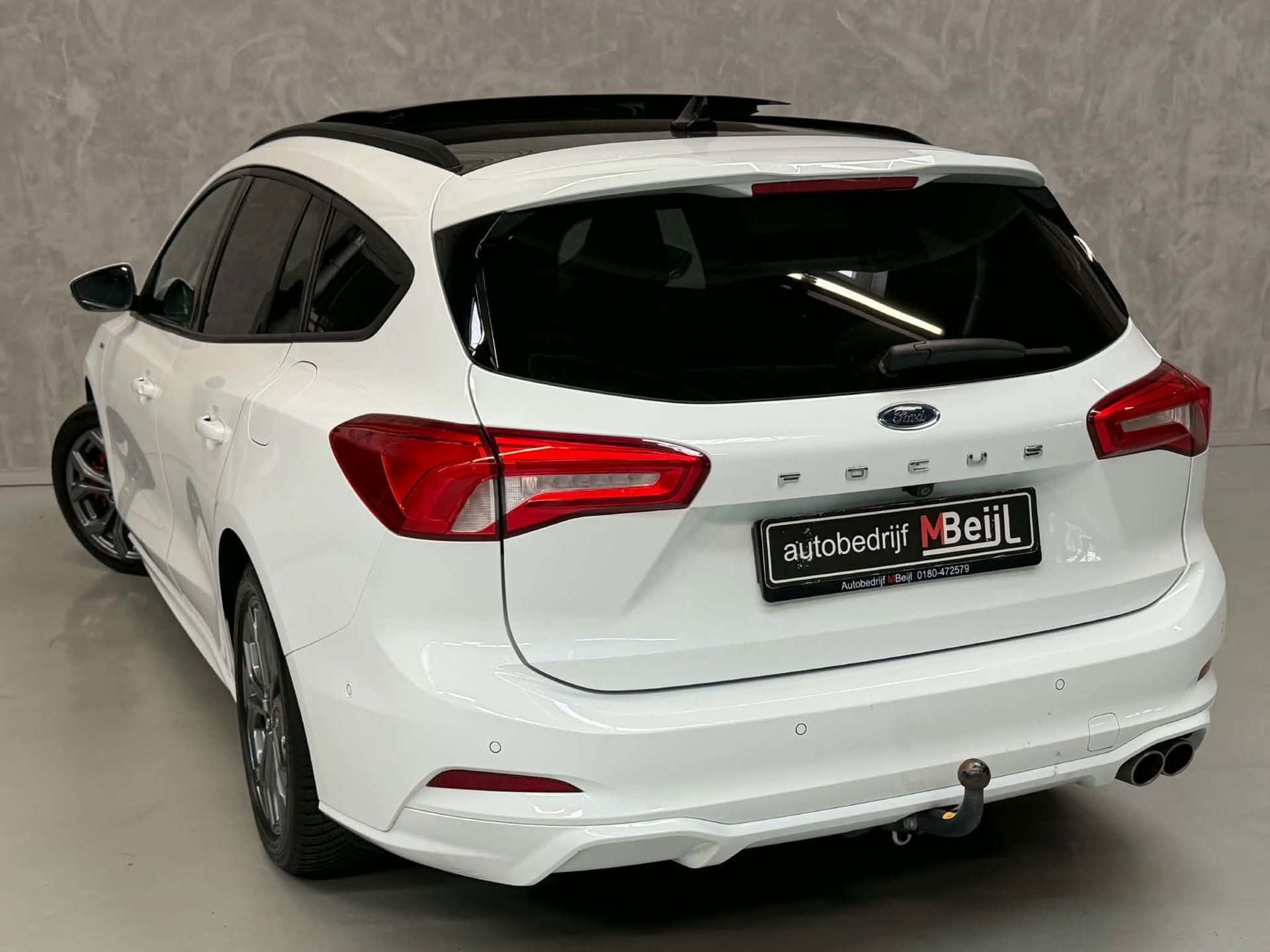 Ford Focus Wagon 1.0 EcoBoost Hybrid ST Line X Business /Pan, Auto's, Gebruikt, Leder en Stof, Wit, Origineel Nederlands