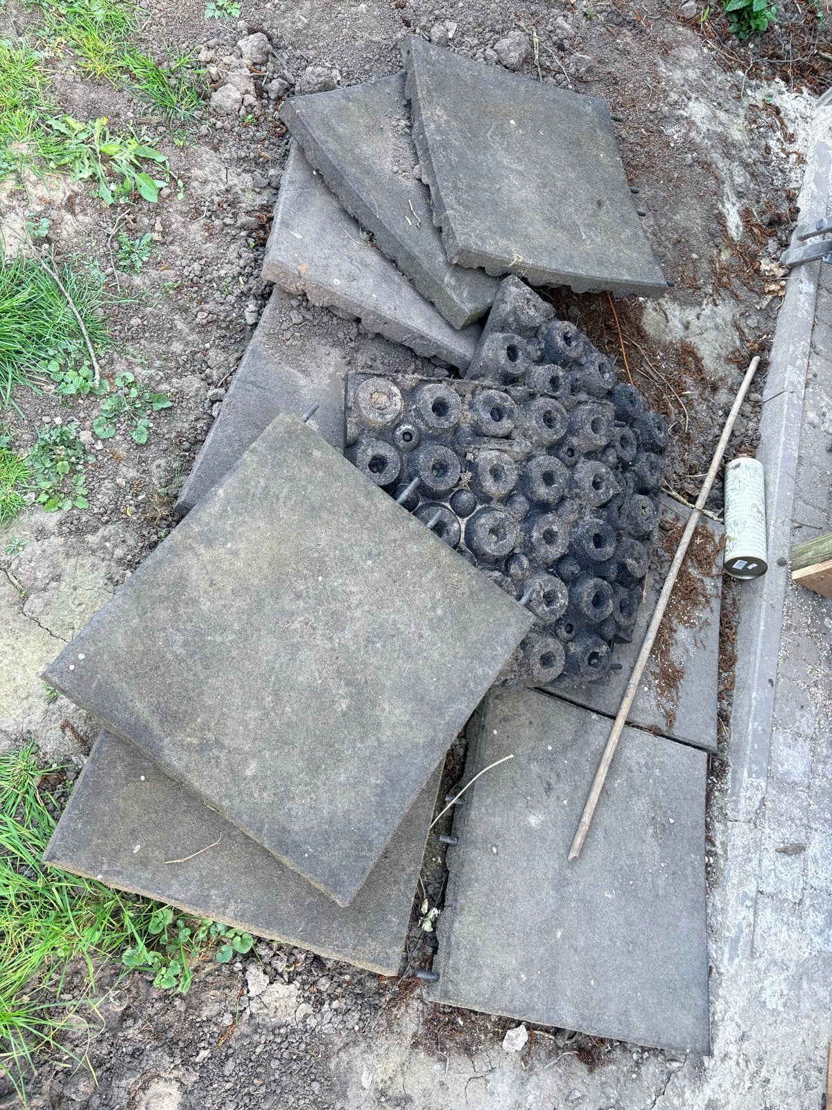 10 gebruikte rubberen tegels, Tuin en Terras, Tegels en Klinkers, Ophalen, Gebruikt, Rubber, Minder dan 5 m²