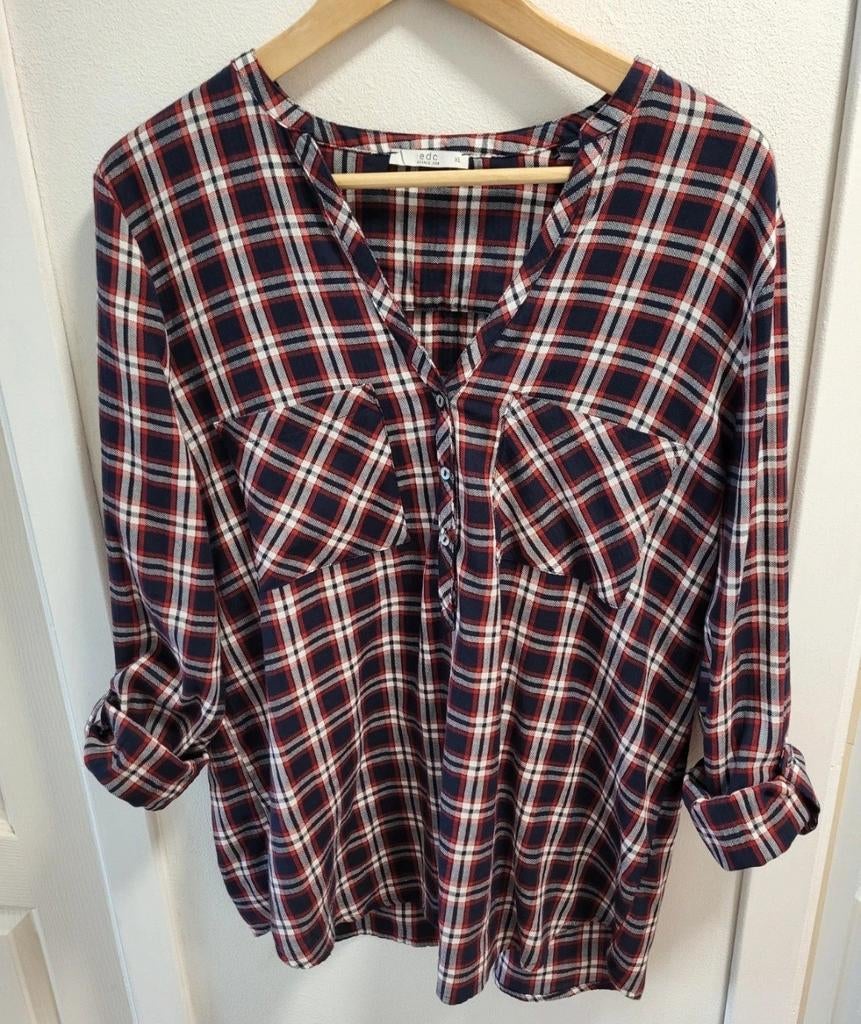 EDC Geruite Blouse – Maat XL –, Ophalen of Verzenden, Zo goed als nieuw, Maat 46/48 (XL) of groter, Blauw