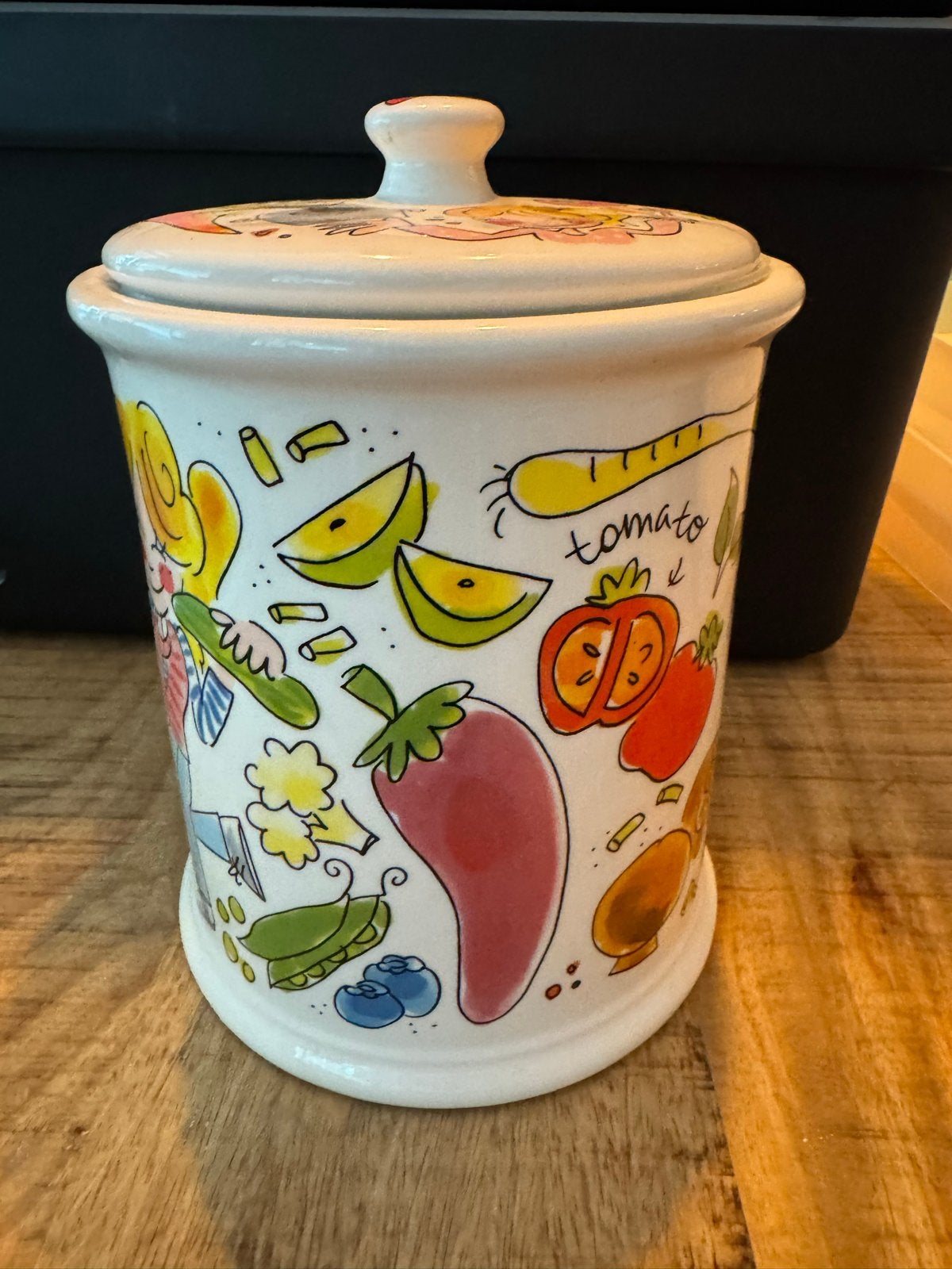 voorraadpot groente- en fruitafbeeldingen blond amsterdam, Ophalen of Verzenden, Zo goed als nieuw, Voorraadpot, Steen/keramiek