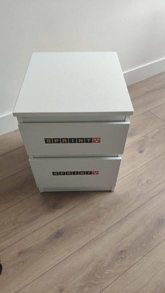 Wit ladeblok met 2 laden - sticker out, Huis en Inrichting, Kasten | Ladekasten, Ophalen, Minder dan 50 cm, Gebruikt, 1 of 2 laden