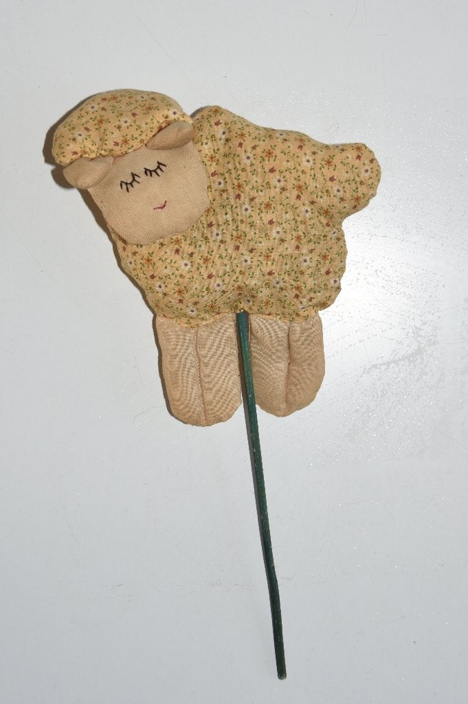 Brocante schaap / lam op stok stokpop, Verzenden