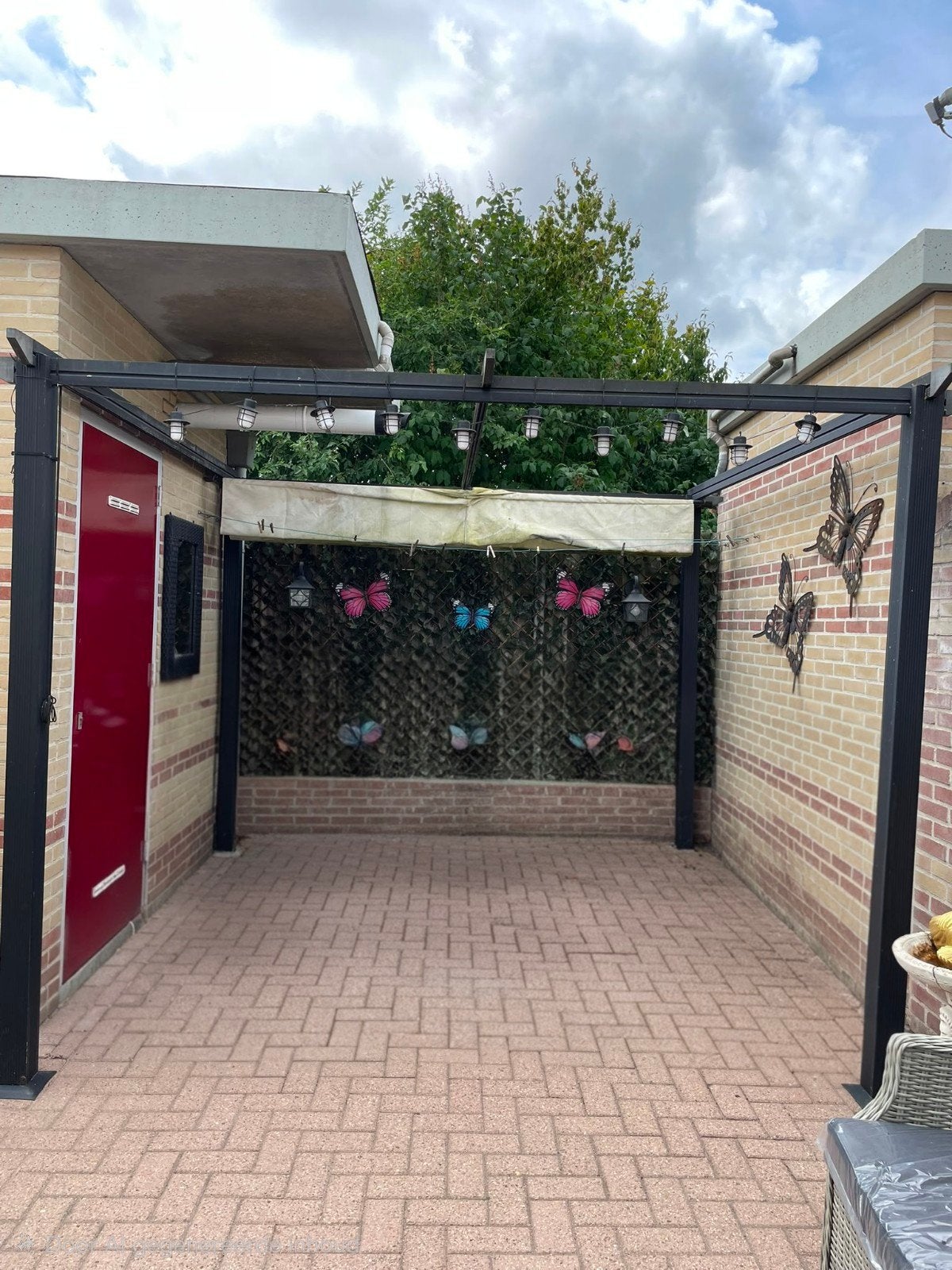 Zwarte metalen pergola 3x3 meter, Ophalen, Gebruikt, Tuinpaviljoen