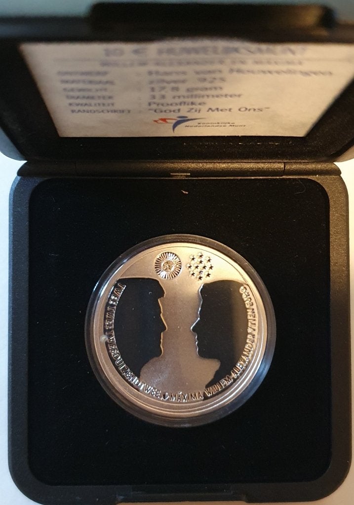 10 euro Huwelijksmunt Zilver Prooflike 2002, Postzegels en Munten, Koningin Beatrix, Euro's, Ophalen of Verzenden, Zilver