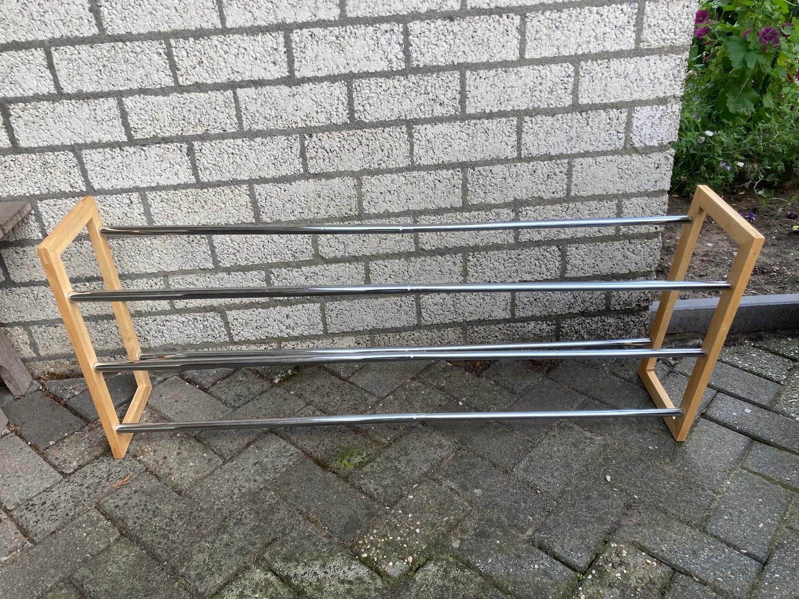 Uitschuifbaar schoenenrek hout en metaal, Ophalen, Gebruikt