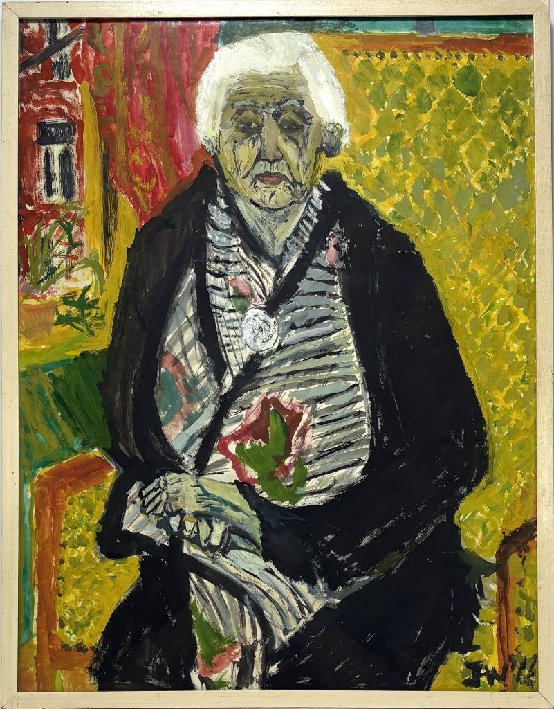 1081. Schilderij, Jan Wiegers, eerste helft 20e eeuw, Antiek en Kunst, Ophalen, Portret of Personen, Expressionistisch, Olieverf