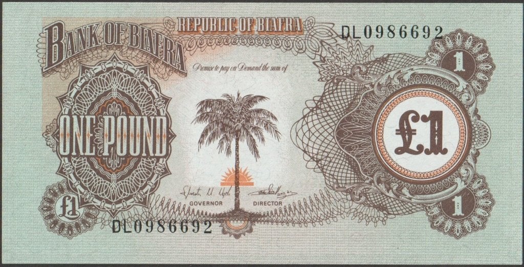 Biafra 1 pound ND(1969) UNC p.5 (# 815), Postzegels en Munten, Verzenden, Overige landen, Los biljet