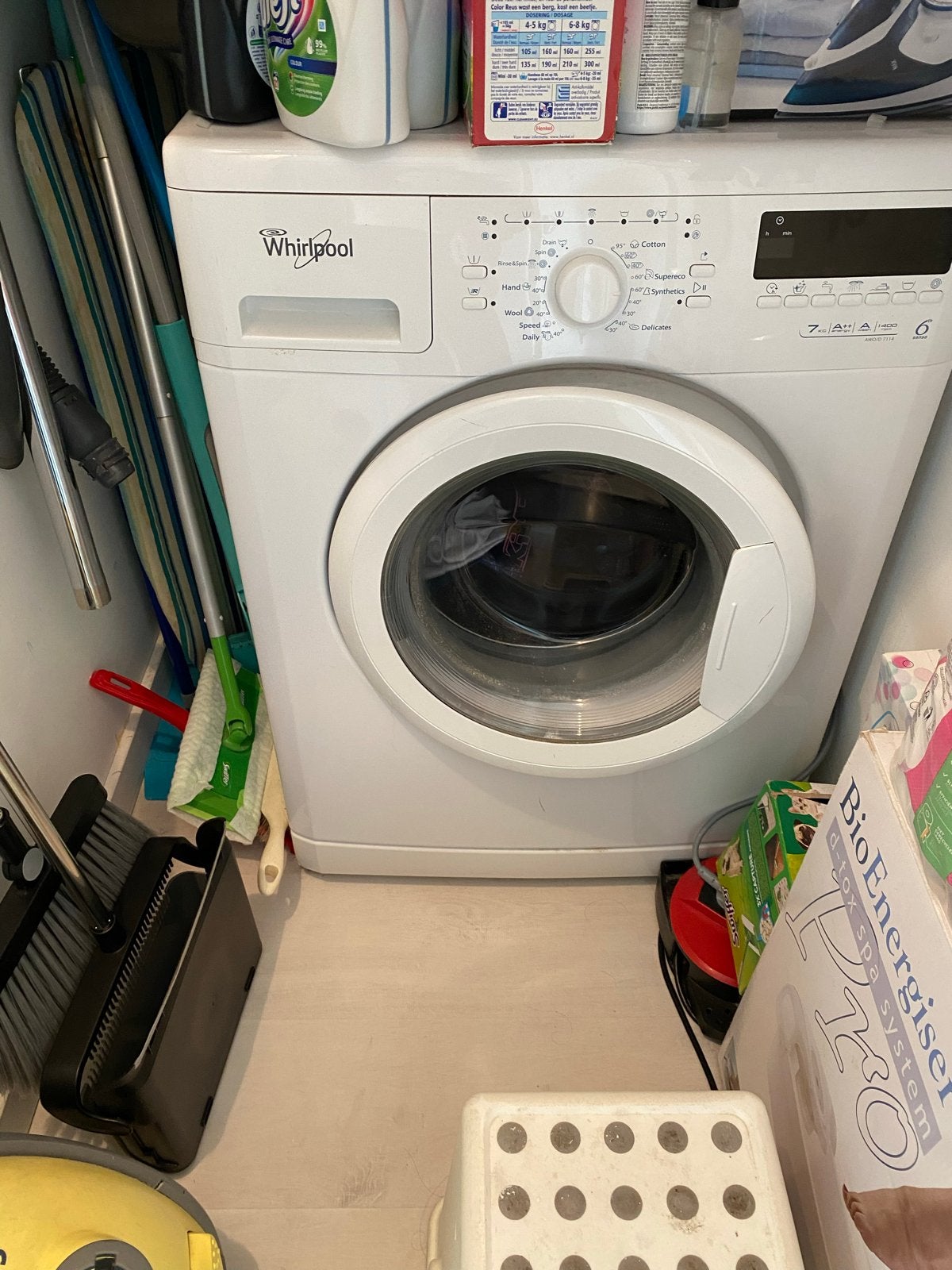 Whirlpool AWO/D 7114 Wasmachine - 7kg, 1400 toeren, Ophalen, Gebruikt, Voorlader, 85 tot 90 cm