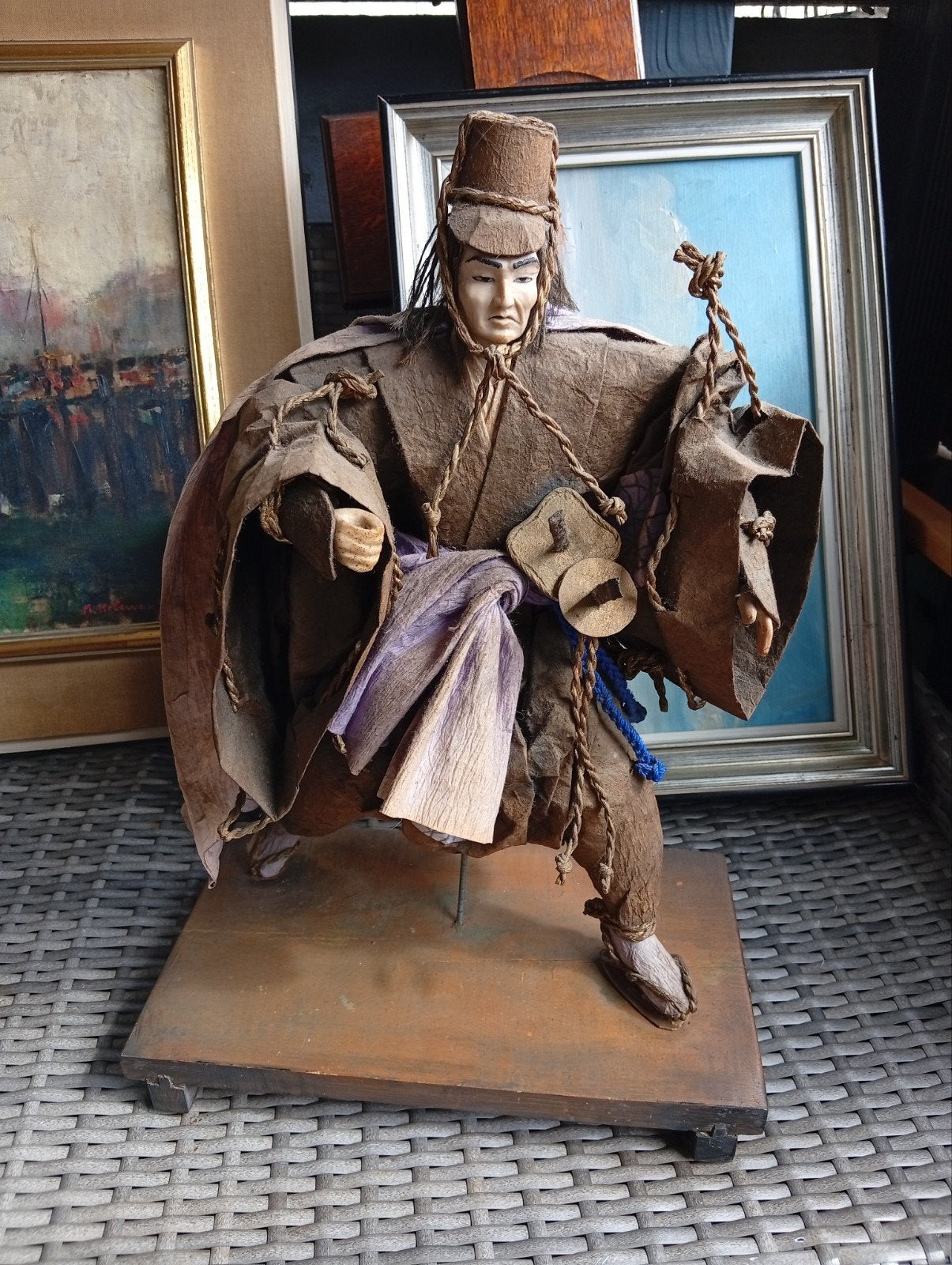Antiek Japans Samurai Beeld - Handgemaakt, Natuurlijk materiaal, Ophalen of Verzenden, Handgemaakt, 20 - 50 cm