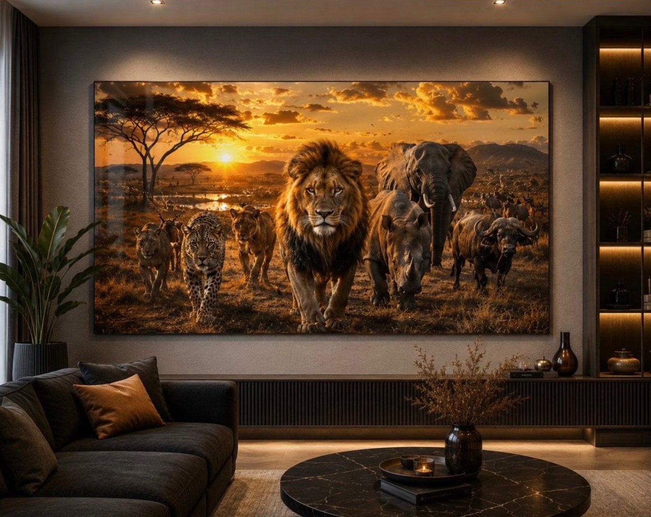 Nieuw Plexiglas Schilderij - Safari Dieren 120x80cm, Nieuw, Ophalen of Verzenden, Schilderij, 100 tot 125 cm