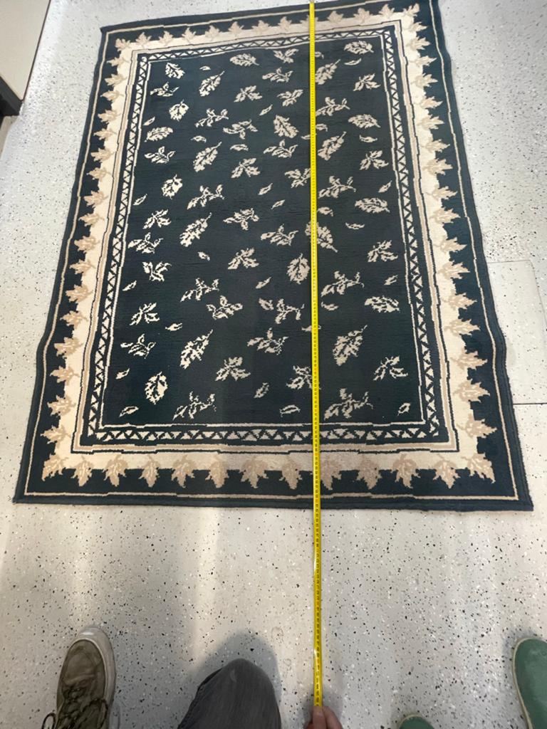 Vintage tapijt met bladmotief, Ophalen, Gebruikt, 100 tot 150 cm, 150 tot 200 cm
