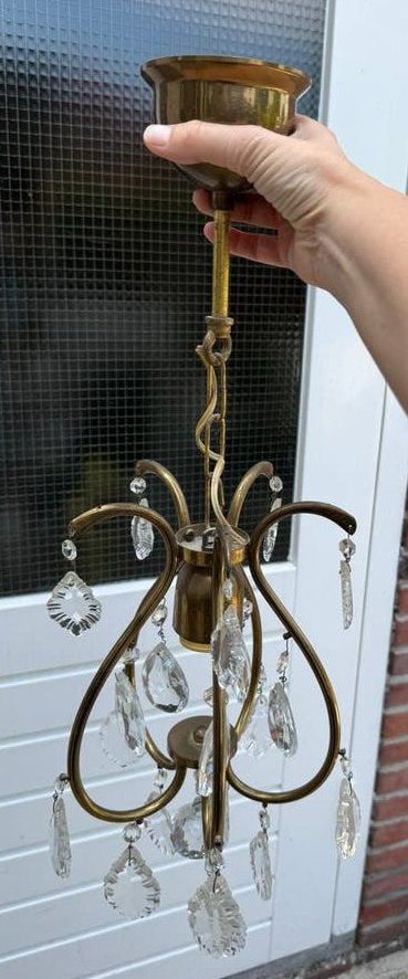 Antiek: Franse kroonluchter 1960, Huis en Inrichting, Gebruikt, Frans, Glas, E27 (groot)