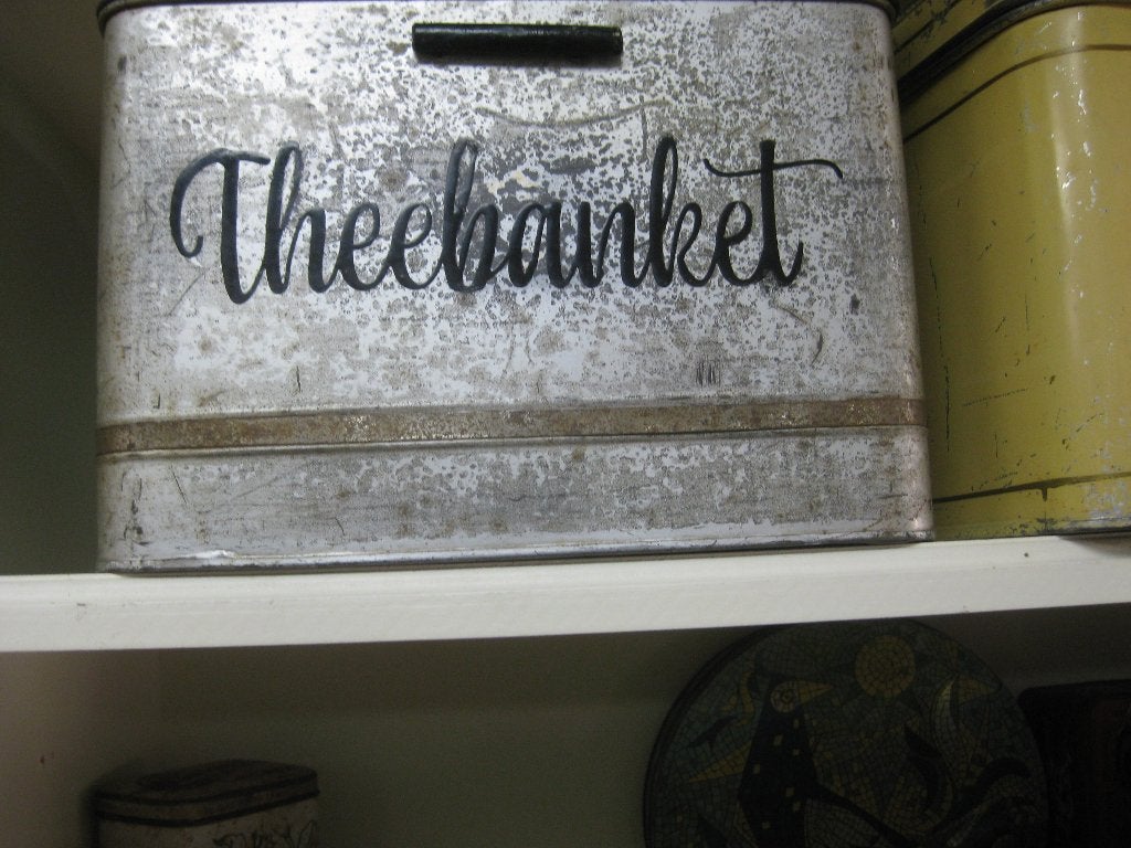 Vintage Theebus / Theebanket Blik - Decoratief, Ophalen of Verzenden, Gebruikt, Thee, Overige merken