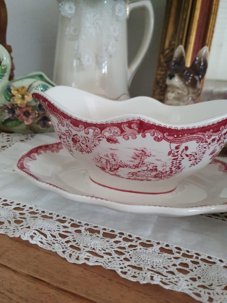 Prachtige Franse vintage Luneville Ironstone juskom, Ophalen of Verzenden
