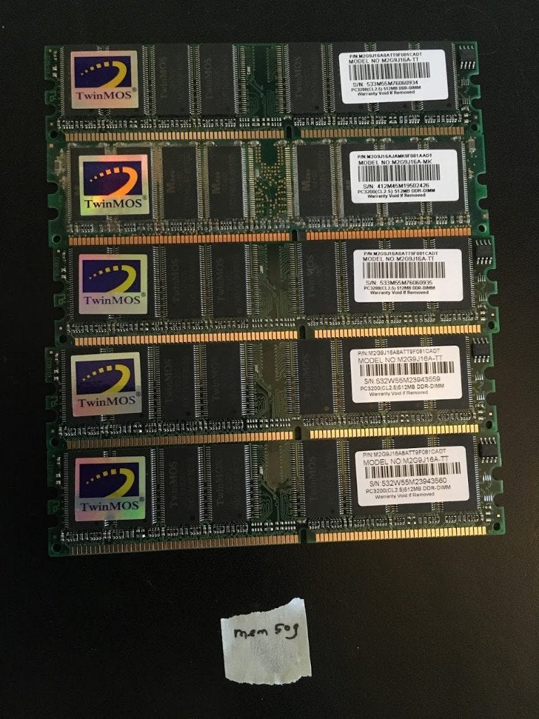 10 X 512MB DDR-400 geheugen [MEM509][MEM607] PC3200 17-8, Ophalen of Verzenden, Zo goed als nieuw, DDR, Desktop