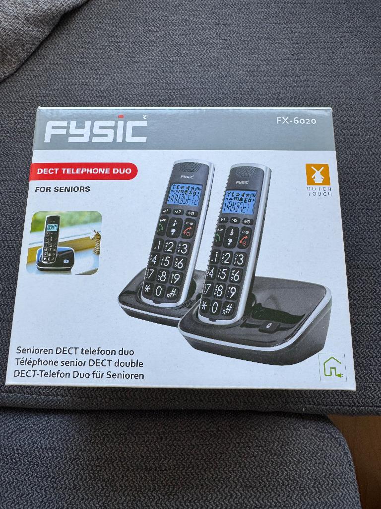 Fysic senioren DECT telefoon duo, Ophalen, Zo goed als nieuw, 2 handsets, Stralingsarm